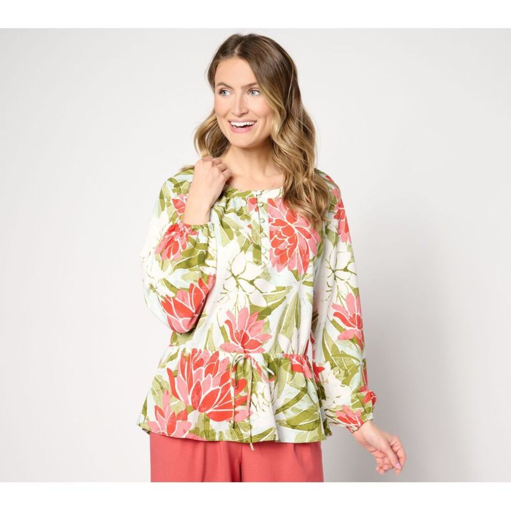 Gloria Vanderbilt Women's Top Plus Sz 1X Adjustable Waist Multi-colored